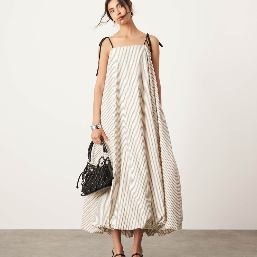 ASOS Striped Maxi Dress in Cream and Black